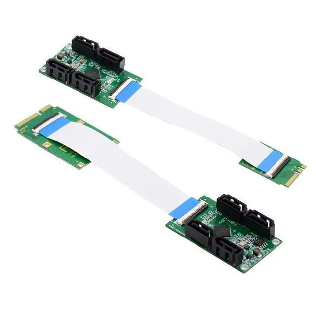 Alt view image 2 of 7 - WRIARICH Mini PCI-E PCI Express & NGFF A+E Key to SATA 3.0 Four Ports Adapter Cable 6Gbps Hard Drive Extension Card for SSD
