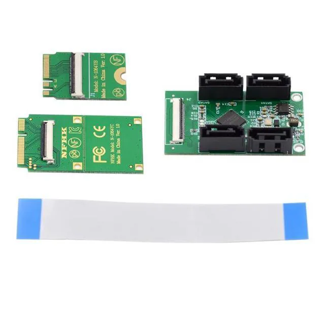 Alt view image 3 of 7 - WRIARICH Mini PCI-E PCI Express & NGFF A+E Key to SATA 3.0 Four Ports Adapter Cable 6Gbps Hard Drive Extension Card for SSD