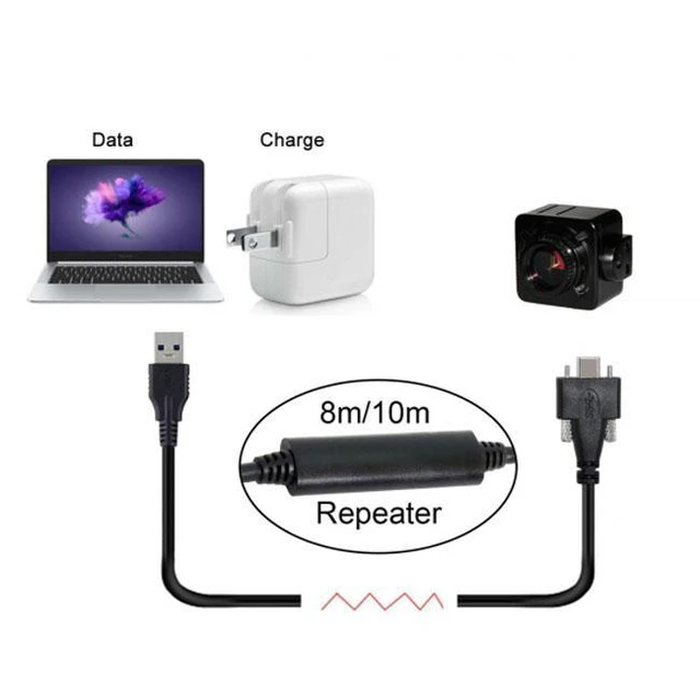 Alt view image 5 of 7 - WRIARICH USB 3.1 Type-C Dual Screw Locking to Standard USB3.0 Data Cable 5.0M 2m 3m Panel Mount Type
