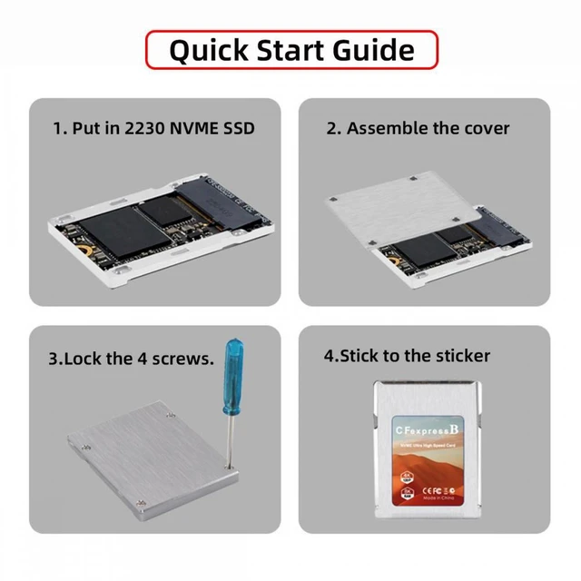 Alt view image 2 of 7 - WRIARICH Chenyang CFexpress Type-B to NVME 2230 Memory Card Kit Case CFE CFB NGFF M-key Adapter Alloy Shell for Camera 8K RAW PCIe Expansion