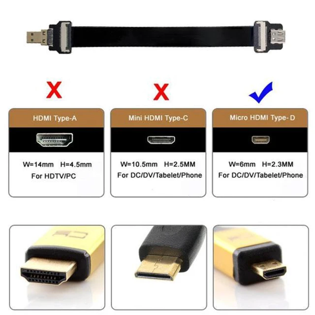 Alt view image 5 of 7 - WRIARICH CYFPV Micro HDMI Male to Micro HDMI Female Extension FPC Flat Cable 1080P for FPV HDTV Multicopter Aerial Photography