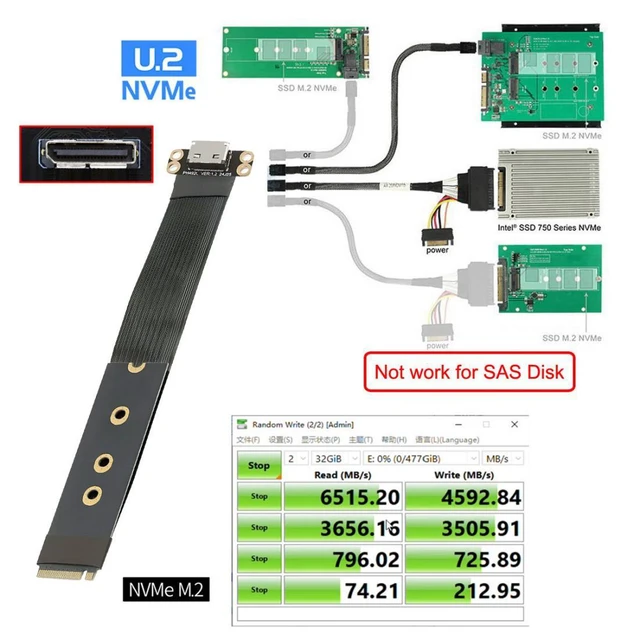 Alt view image 4 of 7 - WRIARICH 2280 NGFF PCI-E4.0 M.2 M-key to Oculink SFF-8612 SFF-8611 Host Cable 15cm for NVME U.2 SSD eGPU