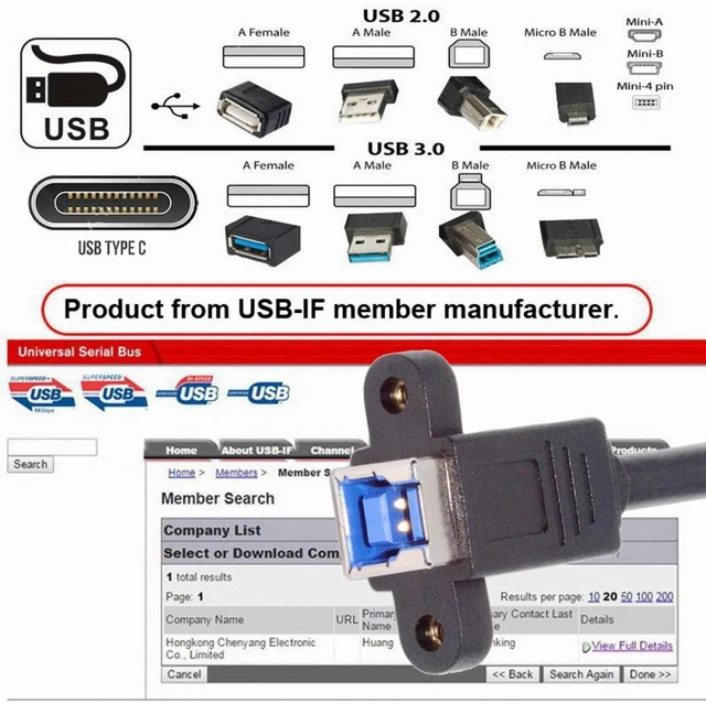 Alt view image 4 of 7 - WRIARICH USB 3.0 Type-B Female to USB3.0 Type-C Male Cable Extension 5Gbps for Disk SSD Camera Data 30cm