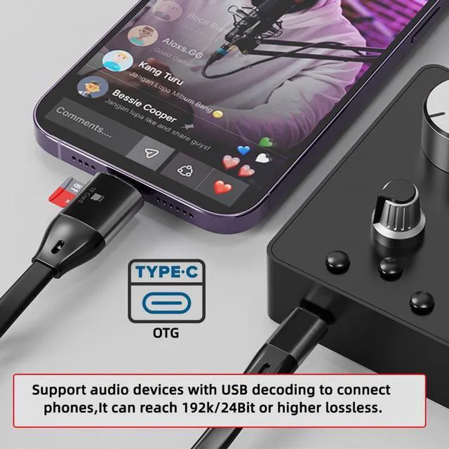 Alt view image 2 of 7 - WRIARICH Type-C USB-C Male to Male USB 3.1 10Gbps & TF Micro-SD Card Reader Flat Slim FPC Data Cable for Laptop Phone