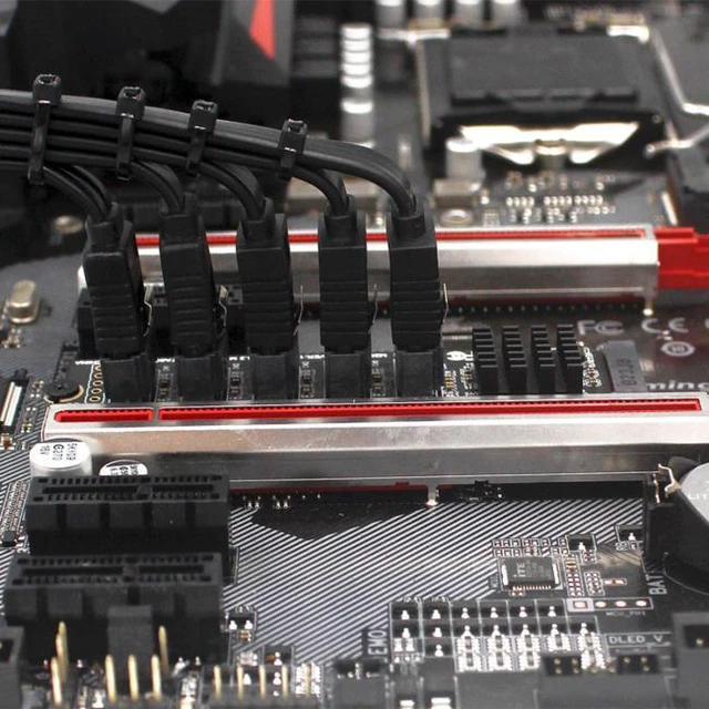 Alt view image 4 of 5 - WRIARICH NGFF NVME M-Key PCI Express to SATA 3.0 6Gbps 5 Ports Adapter Converter Hard Drive Extension Card JMB585 2280