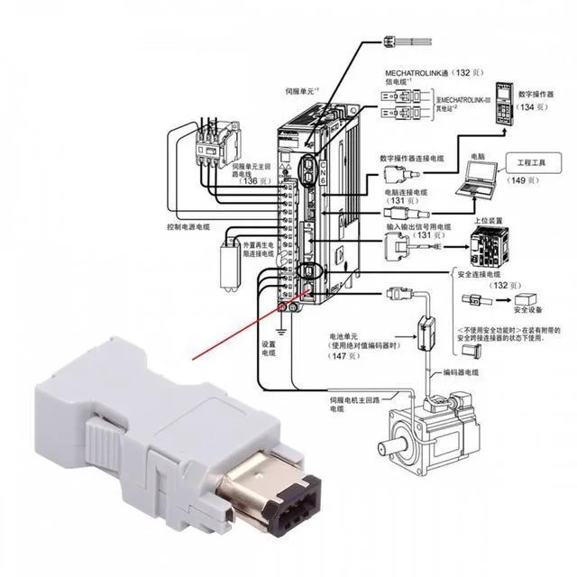 Alt view image 5 of 7 - WRIARICH SM-6P I/O Connector IEEE 1394 6Pin CN3 Plug 55100-0670 Male JZSP-CMP9-1-E Compatible with Yaskawa Panasonic Servo 54280-0609