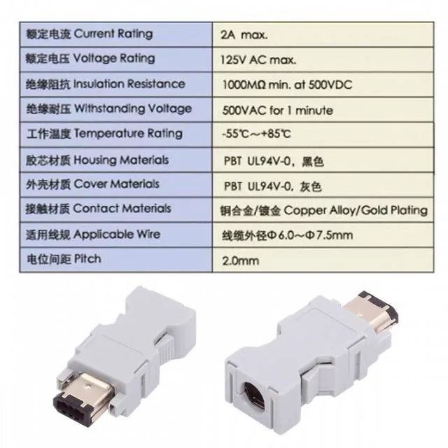 Alt view image 6 of 7 - WRIARICH SM-6P I/O Connector IEEE 1394 6Pin CN3 Plug 55100-0670 Male JZSP-CMP9-1-E Compatible with Yaskawa Panasonic Servo 54280-0609