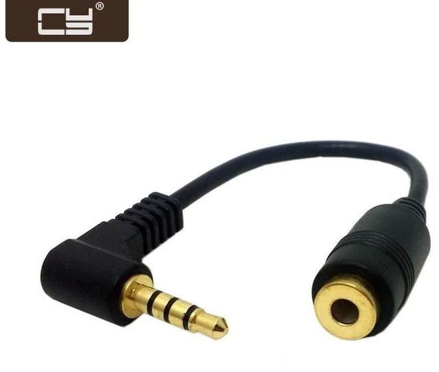 Main image of WRIARICH 90 degree right angled 3.5mm 4 poles Audio Stereo Male to Female Extension Cable 10cm Black RC-003