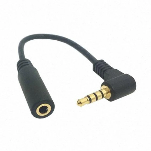Alt view image 3 of 4 - WRIARICH 90 degree right angled 3.5mm 4 poles Audio Stereo Male to Female Extension Cable 10cm Black RC-003