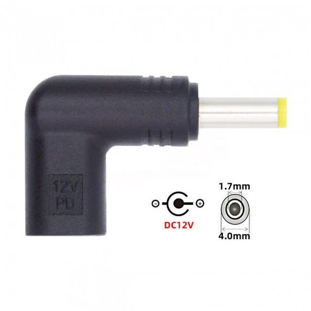 Alt view image 5 of 7 - WRIARICH USB 3.1 Type C USB-C Female to DC 12V 4.0x1.7mm Plug Adapter PD Emulator Trigger 90 Degree Angled