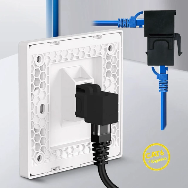 Alt view image 3 of 7 - WRIARICH 90 Degree Up Angled UTP CAT6 Keystone Coupler RJ45 Female to Female UTP CAT6 Keystone inline Coupler Black