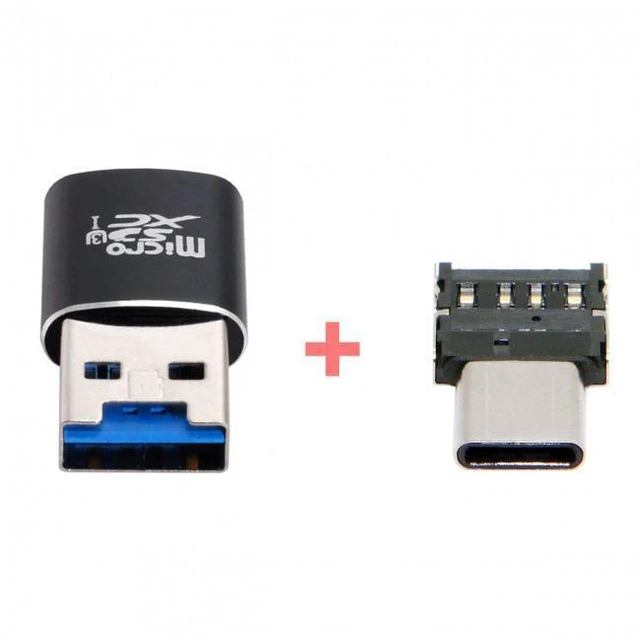 Alt view image 3 of 6 - WRIARICH USB 3.0 to Micro SD SDXC TF Card Reader with Micro Type-C USB-C OTG Adapter for Tablet / Cell Phone