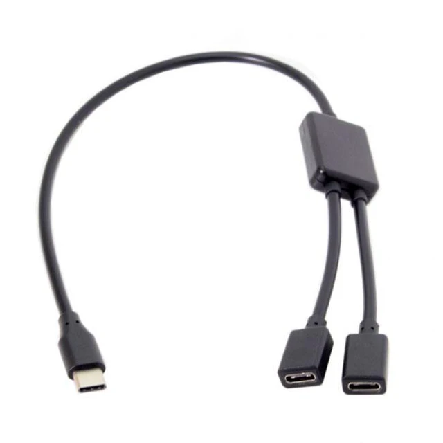 Alt view image 2 of 7 - WRIARICH UC-127 Type-C to Dual Ports USB-C Female Hub Cable For Laptop PCMouseFlash Disk