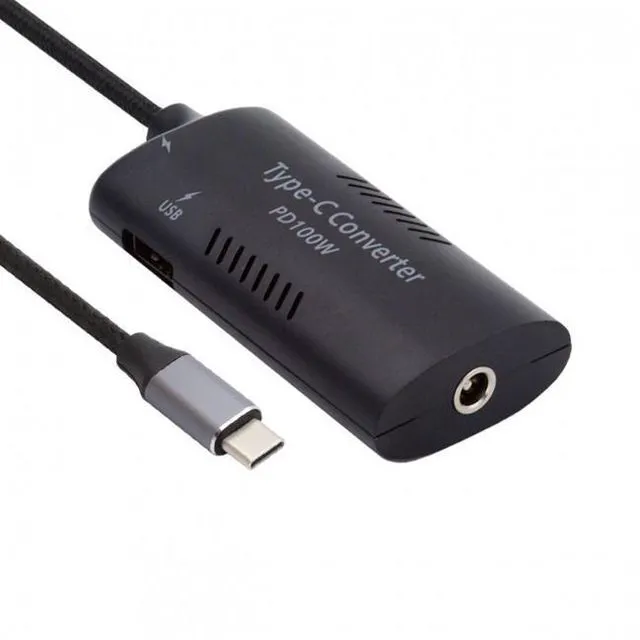 Alt view image 3 of 7 - WRIARICH DC Power 5.5x2.5mm 5.5x2.1mm Input to 100W Dual Type C USB-C and Type-A Output PD Emulator Trigger Charge Cable