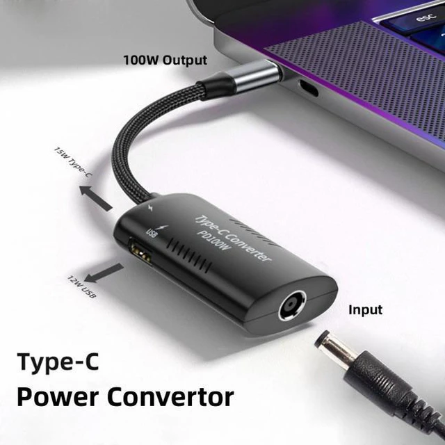 Alt view image 4 of 7 - WRIARICH DC Power 5.5x2.5mm 5.5x2.1mm Input to 100W Dual Type C USB-C and Type-A Output PD Emulator Trigger Charge Cable