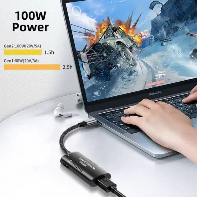 Alt view image 6 of 7 - WRIARICH DC Power 5.5x2.5mm 5.5x2.1mm Input to 100W Dual Type C USB-C and Type-A Output PD Emulator Trigger Charge Cable