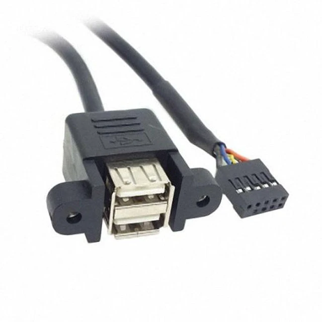 Main image of WRIARICH 50cm Stackable Dual USB 2.0 A Type Female to Motherboard 9 Pin Header Cable with Screw Panel Holes U2-256