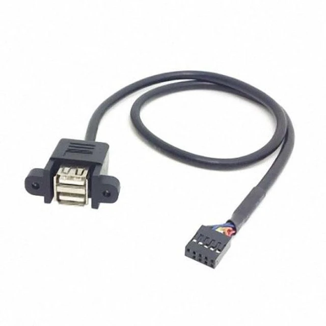 Alt view image 4 of 7 - WRIARICH 50cm Stackable Dual USB 2.0 A Type Female to Motherboard 9 Pin Header Cable with Screw Panel Holes U2-256