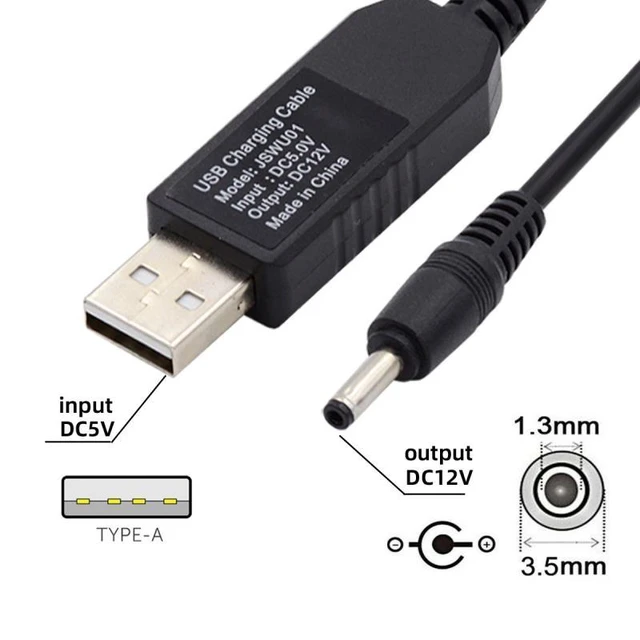 Alt view image 3 of 7 - WRIARICH USB 2.0 Type-A DC 5V to DC 12V 3.5x1.3mm Voltage Riser Boost Power Plug Barrel Connector Cable 100cm