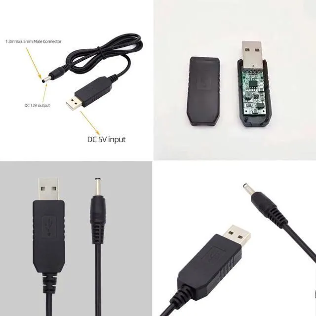 Alt view image 6 of 7 - WRIARICH USB 2.0 Type-A DC 5V to DC 12V 3.5x1.3mm Voltage Riser Boost Power Plug Barrel Connector Cable 100cm