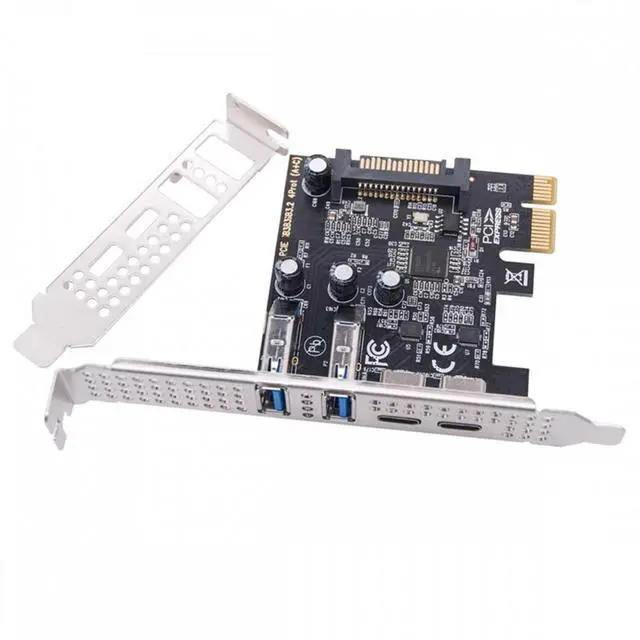 Alt view image 2 of 7 - WRIARICH USB3.1 Gen1 5Gbps Dual Type-A & Type-C USB-C Female to PCI-E Express 1x Card Adapter uPD720201 with Low Profile Bracket
