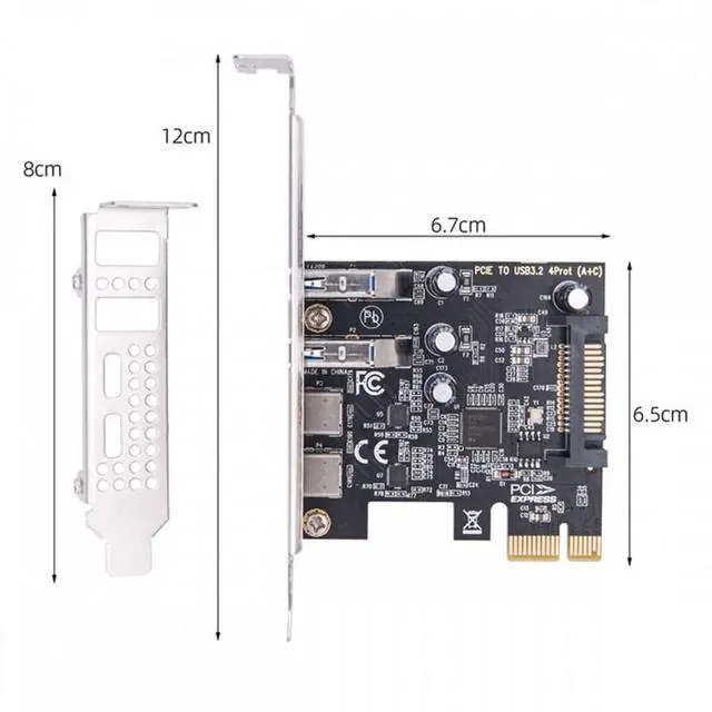 Alt view image 6 of 7 - WRIARICH USB3.1 Gen1 5Gbps Dual Type-A & Type-C USB-C Female to PCI-E Express 1x Card Adapter uPD720201 with Low Profile Bracket