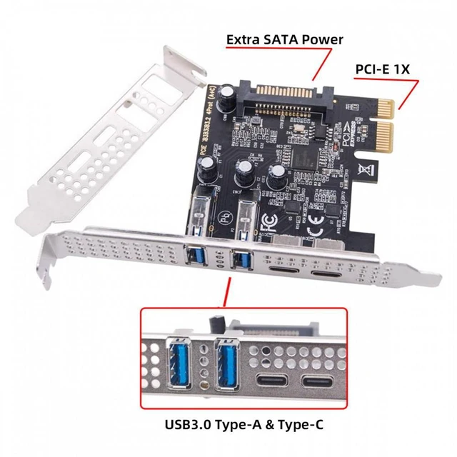 Alt view image 5 of 7 - WRIARICH USB3.1 Gen1 5Gbps Dual Type-A & Type-C USB-C Female to PCI-E Express 1x Card Adapter uPD720201 with Low Profile Bracket