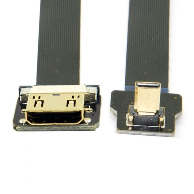 Alt view image 3 of 7 - WRIARICH CYFPV Up Angled 90 Degree FPV Micro HDMI Male to Mini HDMI Female FPC Flat Cable 10cm for FPV HDTV Multicopter Aerial Photography