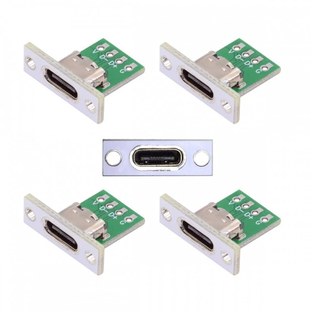 Main image of WRIARICH 5pcs/set DIY OEM Type C Female Socket Connector Panel Mount Type with PC Board 24pin USB 2.0 Pinout