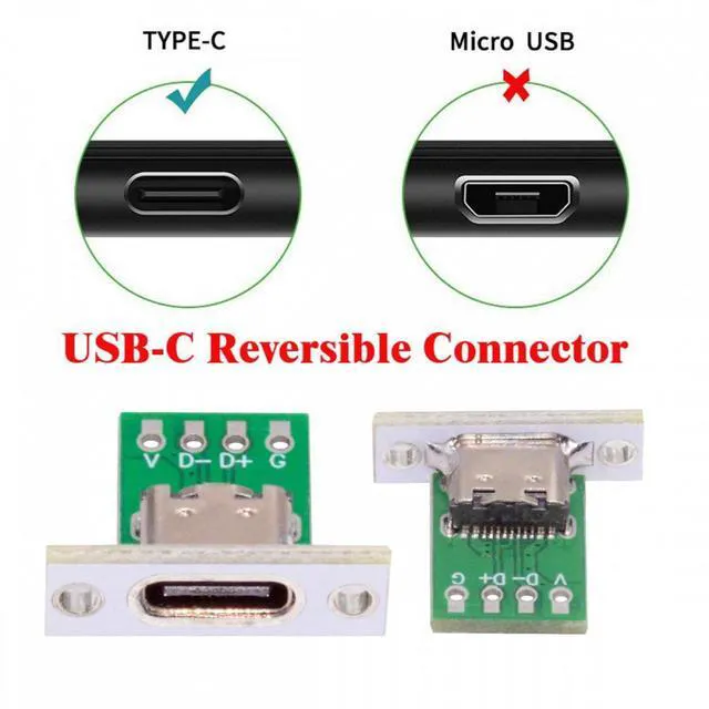 Alt view image 3 of 6 - WRIARICH 5pcs/set DIY OEM Type C Female Socket Connector Panel Mount Type with PC Board 24pin USB 2.0 Pinout