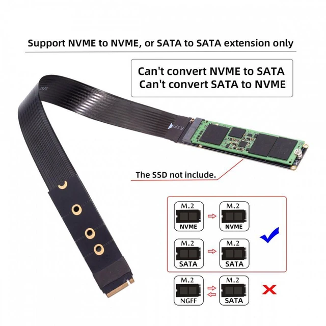 Alt view image 4 of 7 - WRIARICH NGFF M-Key NVME Male to Female Extension PCI Express Cable 30cm PCI-E 4.0 for Mainboard SSD 2230/2242/2260/2280