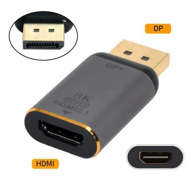 Alt view image 2 of 7 - WRIARICH DisplayPort 1.4 Source to HDMI 2.0 Display 8K 60hz UHD 4K DP to HDMI Male Monitor Adapter Connector