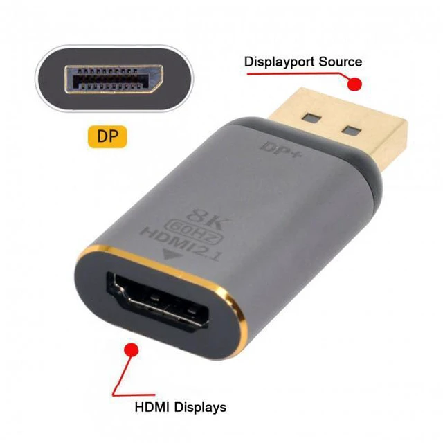 Alt view image 4 of 7 - WRIARICH DisplayPort 1.4 Source to HDMI 2.0 Display 8K 60hz UHD 4K DP to HDMI Male Monitor Adapter Connector