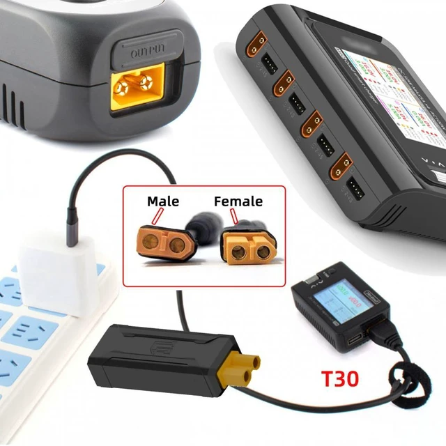 Alt view image 3 of 7 - WRIARICH Chenyang XT30 Male Protocol to XT30 Female Fast Charging Adapter for RC Lipo Battery Quadcopter Multicopter Aeromodelling