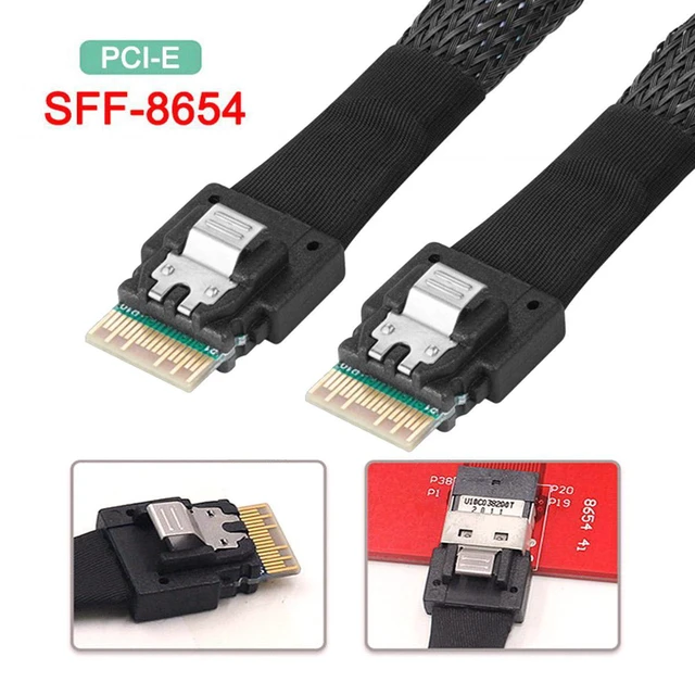 Alt view image 5 of 7 - WRIARICH PCI-E Slimline SAS 4.0 SFF-8654 4i 38pin Host to SFF-8654 Slim SAS Target Cable 40cm