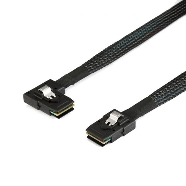 Alt view image 4 of 6 - WRIARICH Ultra Slim Flat Right Angled 90 Degree Mini SAS 36pin SFF-8087 to 8087 Data Raid Cable 80cm