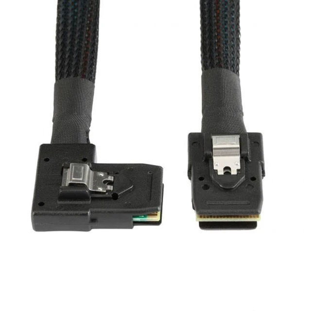 Alt view image 3 of 6 - WRIARICH Ultra Slim Flat Right Angled 90 Degree Mini SAS 36pin SFF-8087 to 8087 Data Raid Cable 80cm