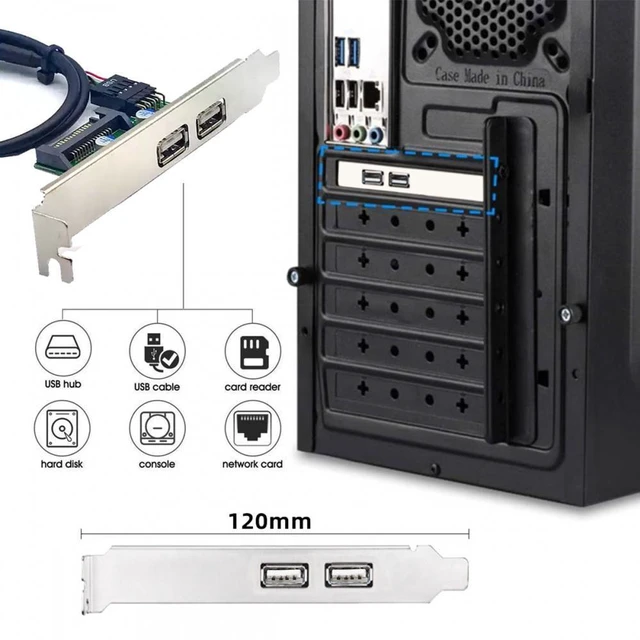 Alt view image 7 of 7 - WRIARICH Internal Dual USB2.0 Female Mount Panel to Motherboard 9pin Baffle Cable with Extral SATA Power and 12cm Bracket