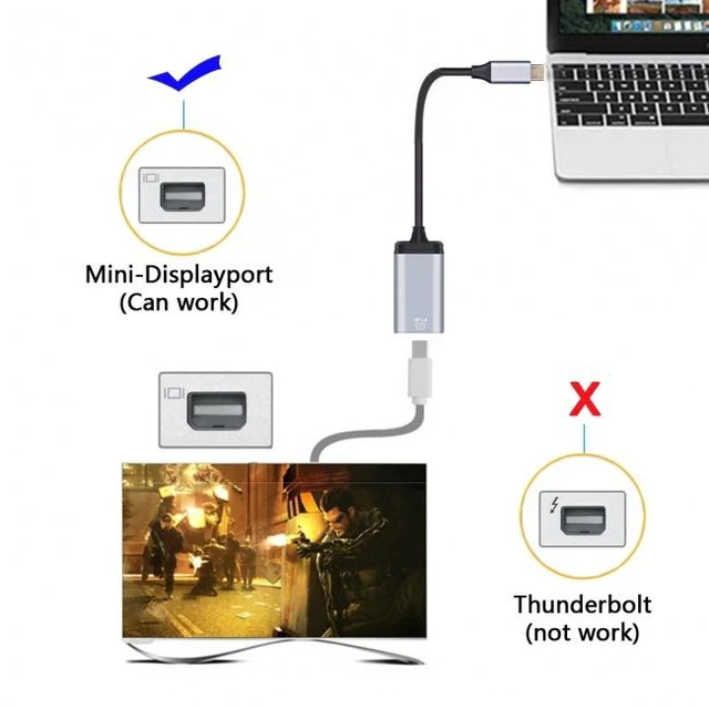 Alt view image 6 of 7 - WRIARICH USB-C Type C to Mini DP Displayport Cable Adapter 4K 2K 60hz for Tablet & Phone & Laptop