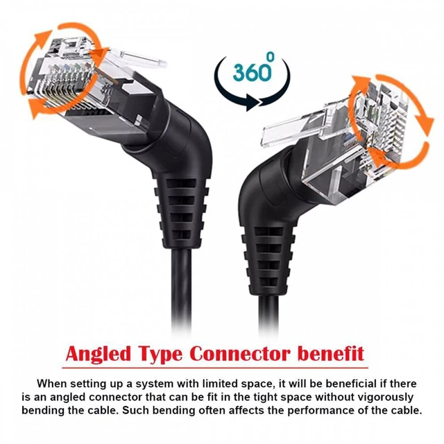 Alt view image 2 of 7 - WRIARICH 1.0M CAT6 UTP Male to Male 360 Degree Angled Rotating Cable RJ45 8P8C 1000Mbps for Lan Ethernet Network