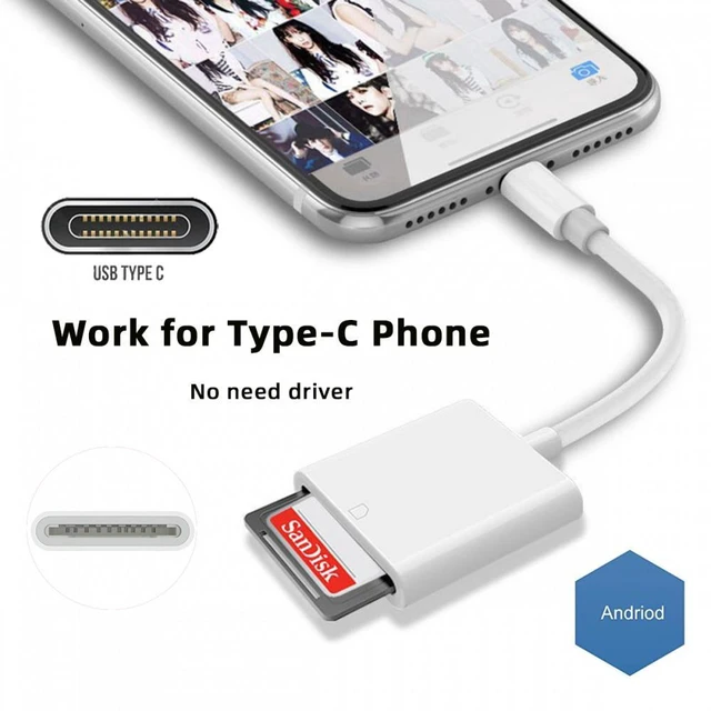Alt view image 4 of 7 - WRIARICH USB 2.0 Type C USB-C to Standard SD SDXC SDHC Card Reader Adapter Compatible with Macbook Laptop Tablet Phone