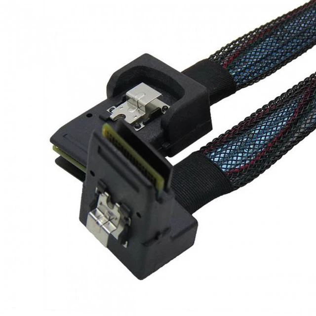 Alt view image 2 of 7 - WRIARICH 1m SFF-8087 Mini SAS 4i 36 Pin to 36Pin Right 90 Degree Angled Cable