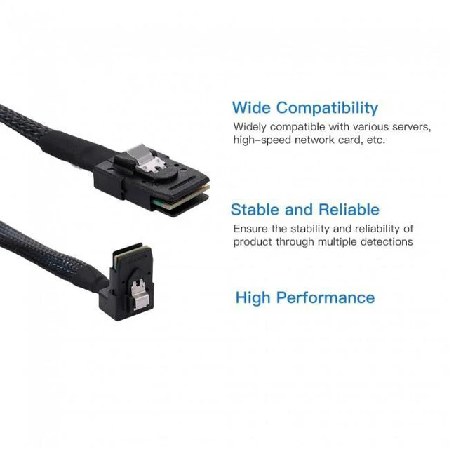 Alt view image 6 of 7 - WRIARICH 1m SFF-8087 Mini SAS 4i 36 Pin to 36Pin Right 90 Degree Angled Cable