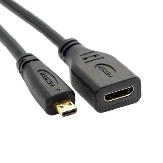 Alt view image 3 of 7 - WRIARICH HD-031 D Type Micro HDMI 1.4 Male to Mini HDMI 1.4 Female C Type Extension Cable 10cm for Laptop PC HDTV