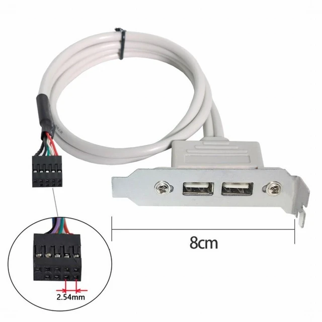 Main image of WRIARICH Low Profile 8cm Height USB 2.0 Female Back panel to Motherboard 9pin cable with PCI bracket 30cm