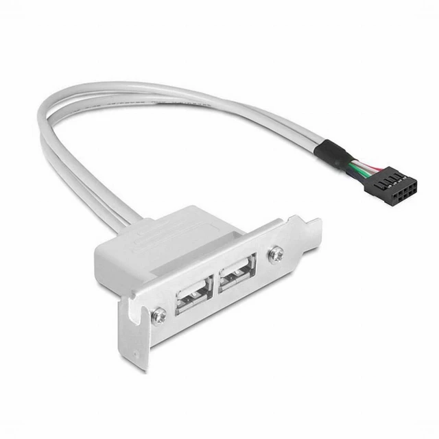 Alt view image 2 of 7 - WRIARICH Low Profile 8cm Height USB 2.0 Female Back panel to Motherboard 9pin cable with PCI bracket 30cm