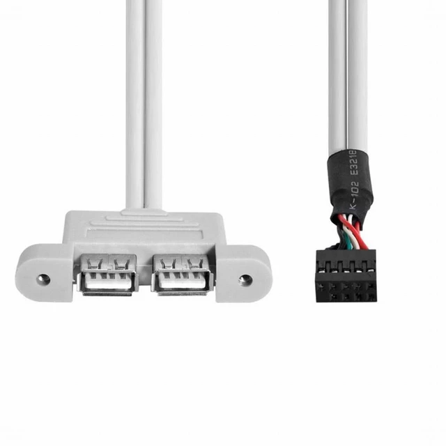 Alt view image 3 of 7 - WRIARICH Low Profile 8cm Height USB 2.0 Female Back panel to Motherboard 9pin cable with PCI bracket 30cm