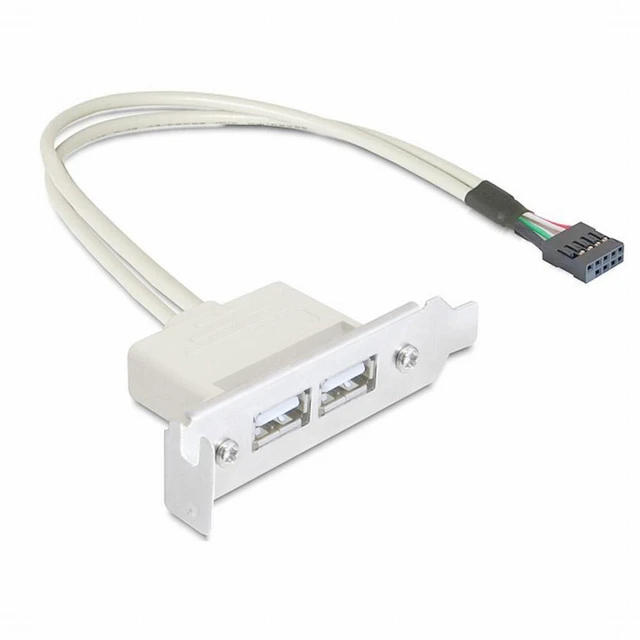 Alt view image 4 of 7 - WRIARICH Low Profile 8cm Height USB 2.0 Female Back panel to Motherboard 9pin cable with PCI bracket 30cm