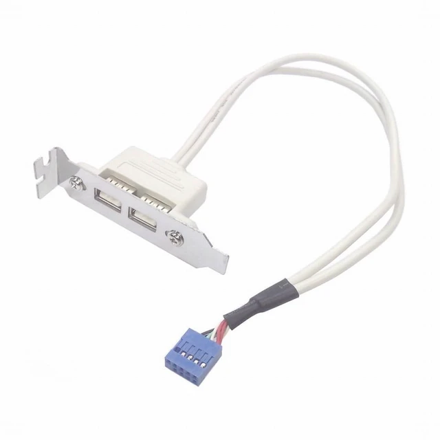 Alt view image 5 of 7 - WRIARICH Low Profile 8cm Height USB 2.0 Female Back panel to Motherboard 9pin cable with PCI bracket 30cm