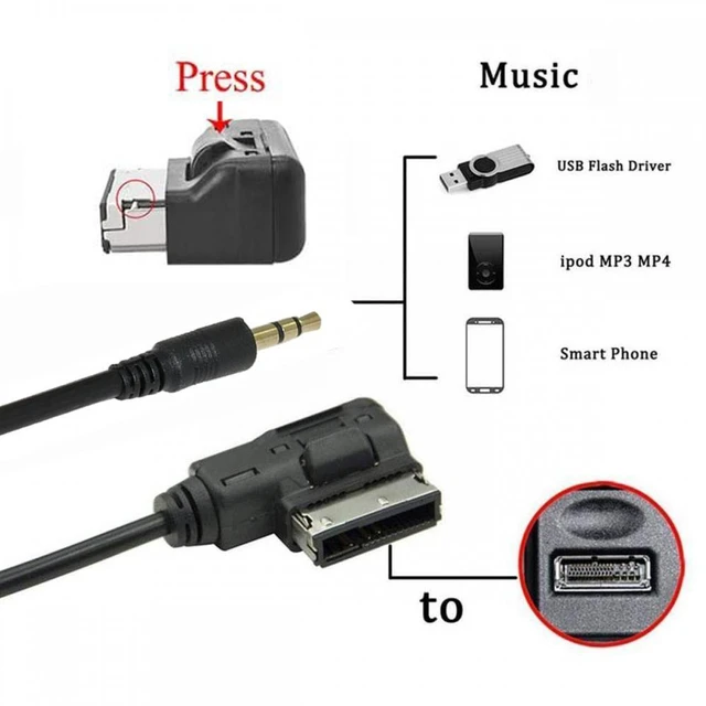 Alt view image 3 of 7 - WRIARICH AMI MDI to 3.5mm Audio AUX Male Music Cable Compatible with Benz 2008-2016 Music Interface 1.3m
